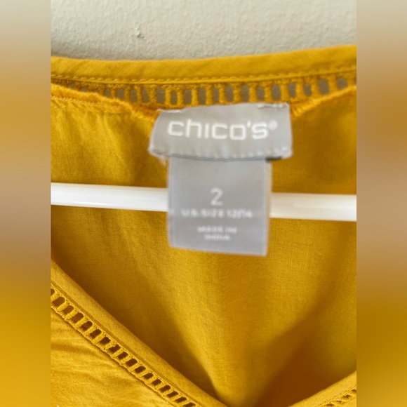 SOLD Chico's Mustard Lace Detail Blouse - Picture 10 of 10